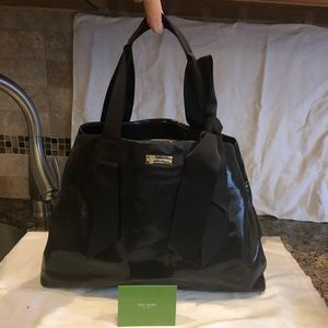 Women Kate Spade black textured leather handbag